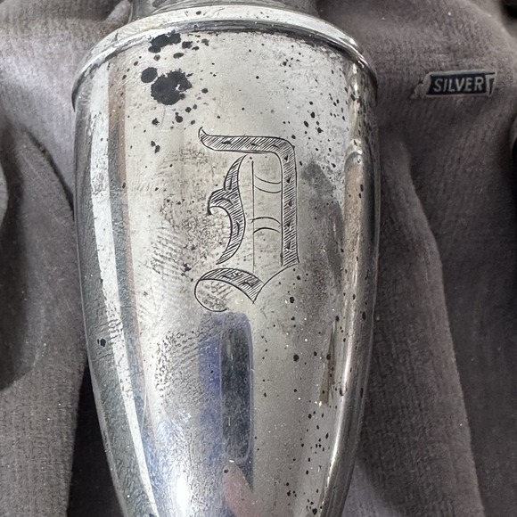 Antique Weidlich Sterling Silver Salt & Pepper Shakers Eagle W c.1900 w/ Case - Picture 2 of 11